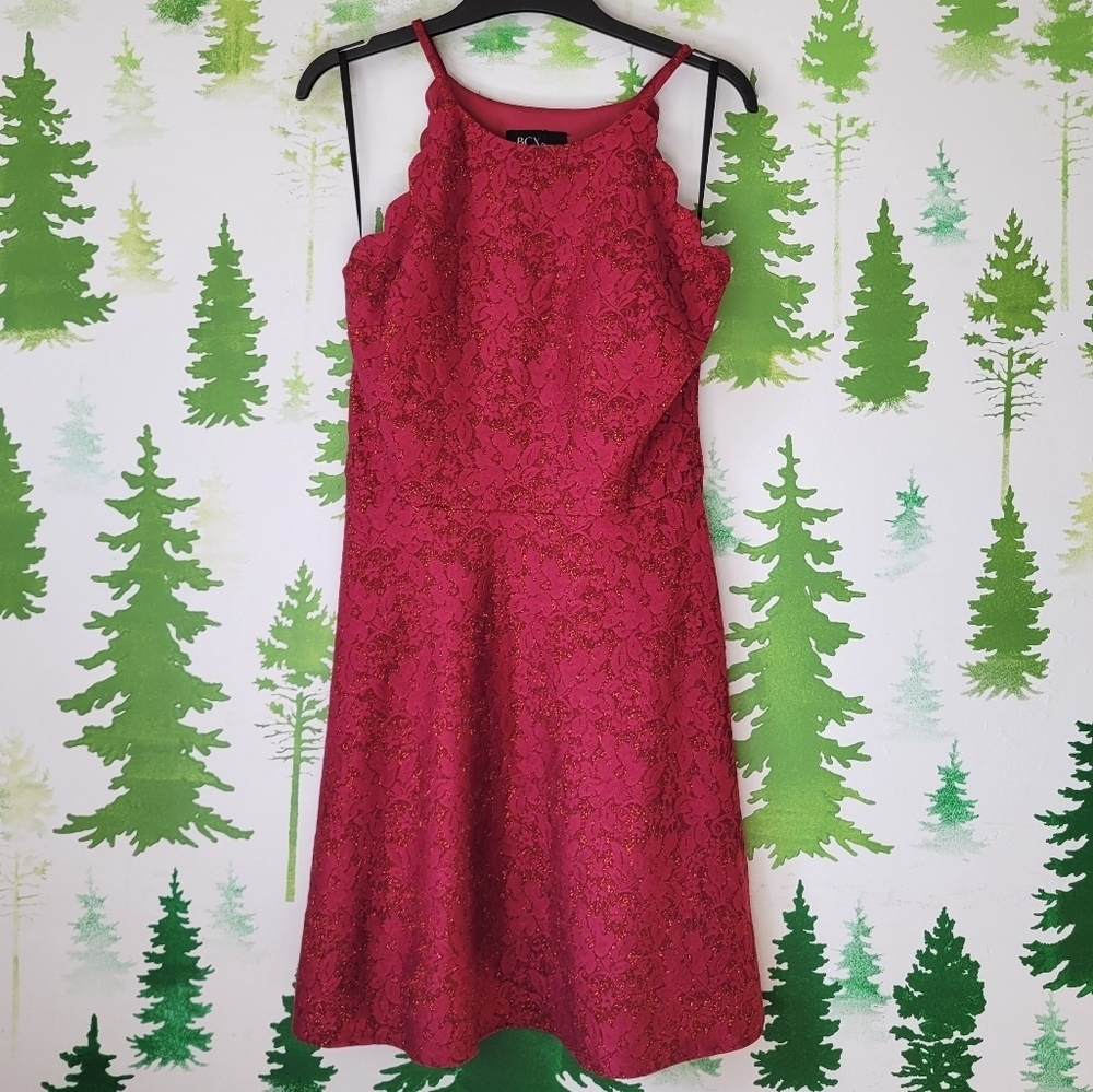 BCX Scalloped Lace/Glitter Dress.